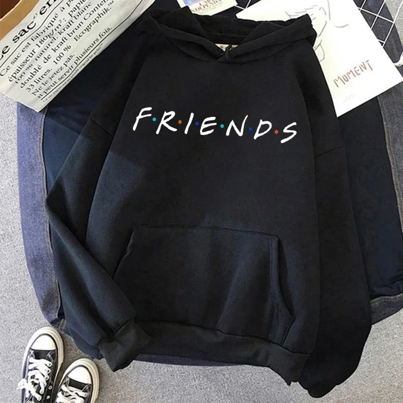 Friends TV Show Hoodie for Women – Funny Cartoon Graphic Ullzang Vintage Anime Sweatshirt 90s