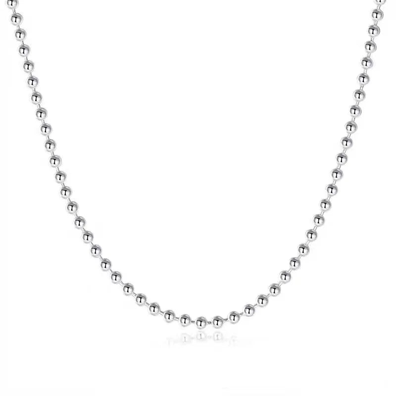 925 Sterling Silver 5mm Round Necklace – 18/20/24 Inch Unisex Fashion Jewelry