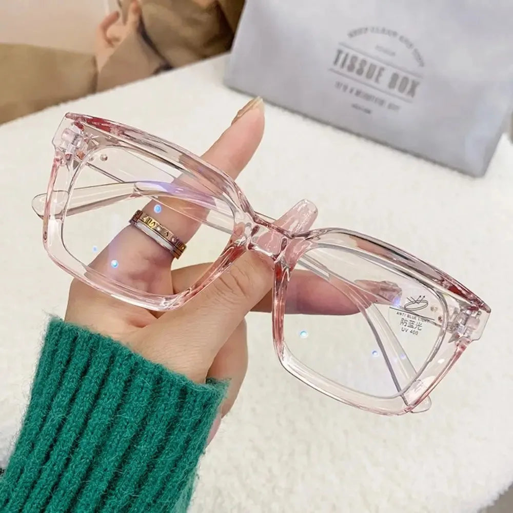 Fashion Anti Blue Light Glasses for Women – Trendy Rice Nail Square Frame Fake Eyeglasses | Flat Light Computer Glasses