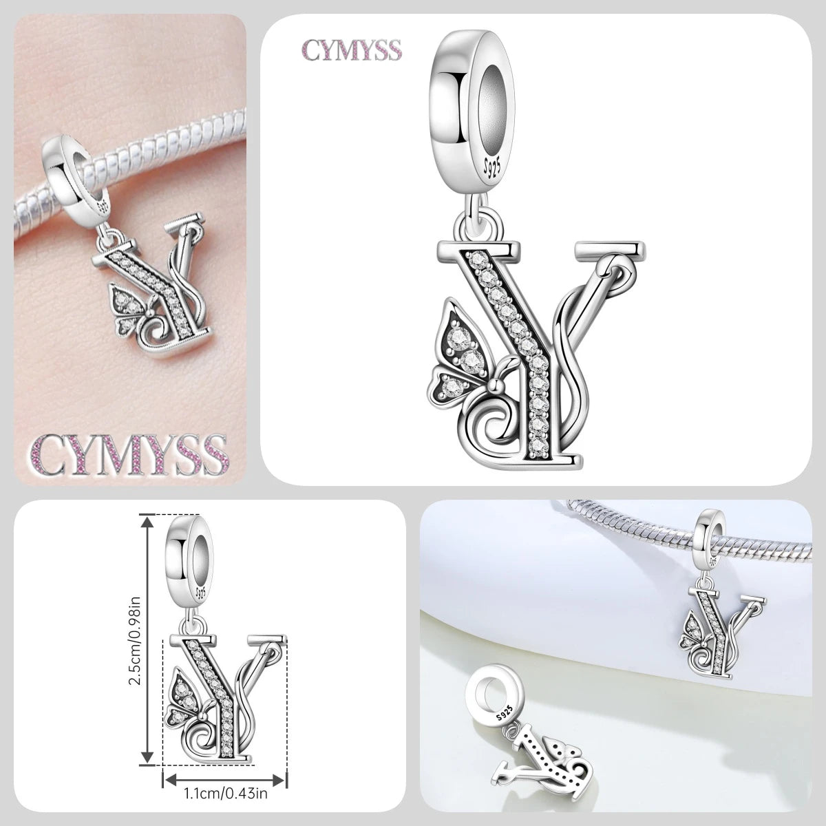Original S925 Sterling Silver Butterfly & A-Z Letter Beads – DIY Bracelet & Necklace Jewelry