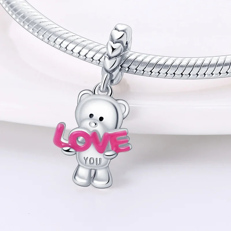 Cute Pet Kitten Puppy Sheep Charms | Fit 925 Original Pandora Bracelets | Colorful Zircon Beads DIY Jewelry Gift