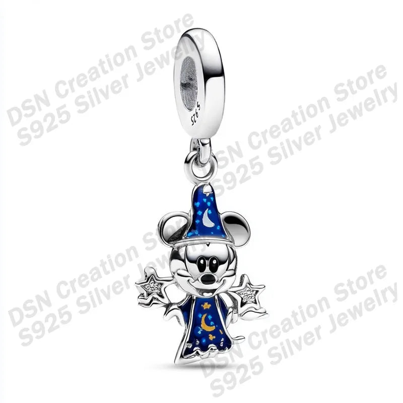 925 Sterling Silver Disney Charms | Stitch, Mickey & Cheshire Cat Beads for Original Bracelet Halloween Jewelry Gift