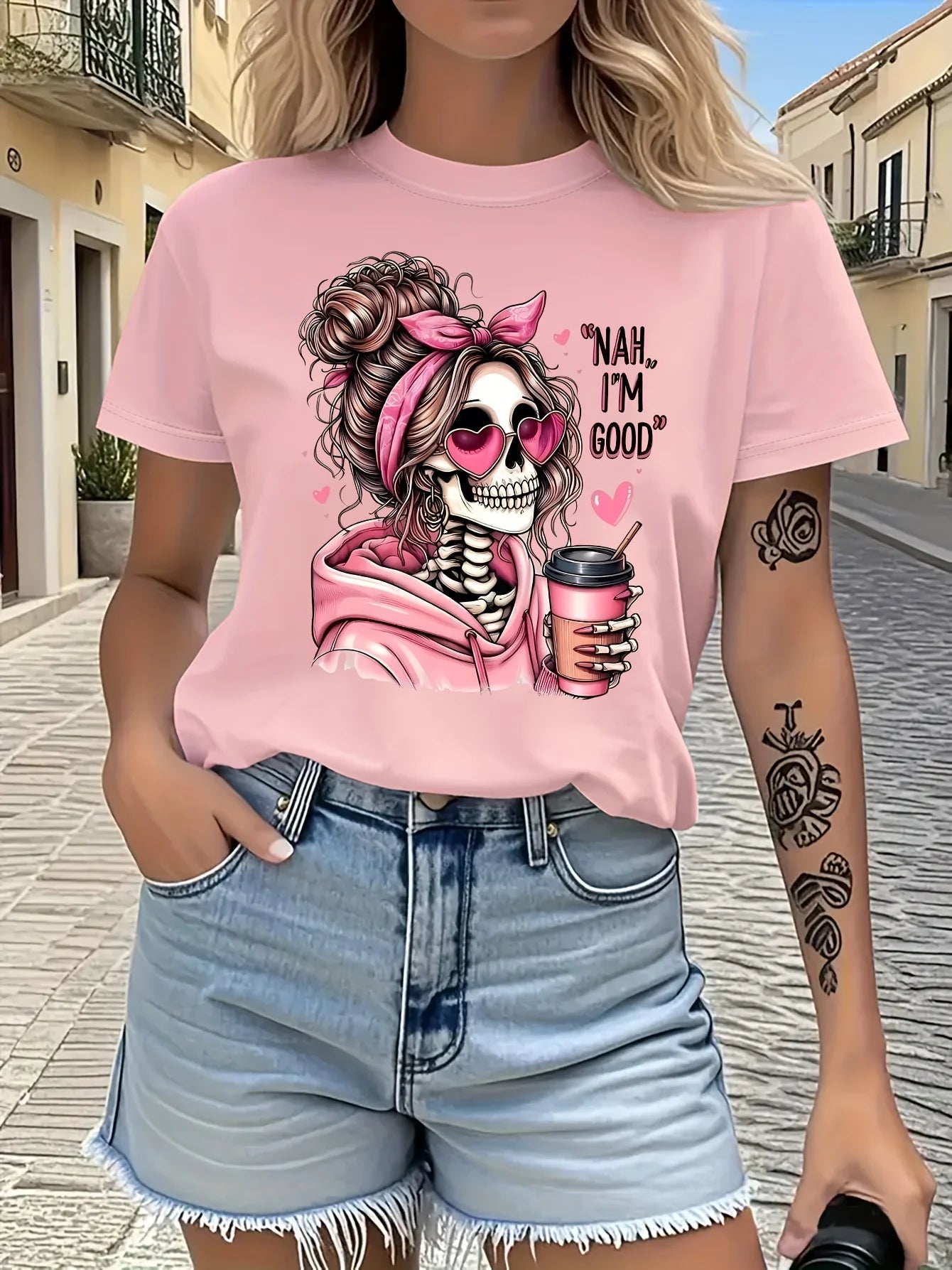 Women’s Halloween Graphic T-Shirt | 100% Cotton Short Sleeve Casual Top for Summer & Spring