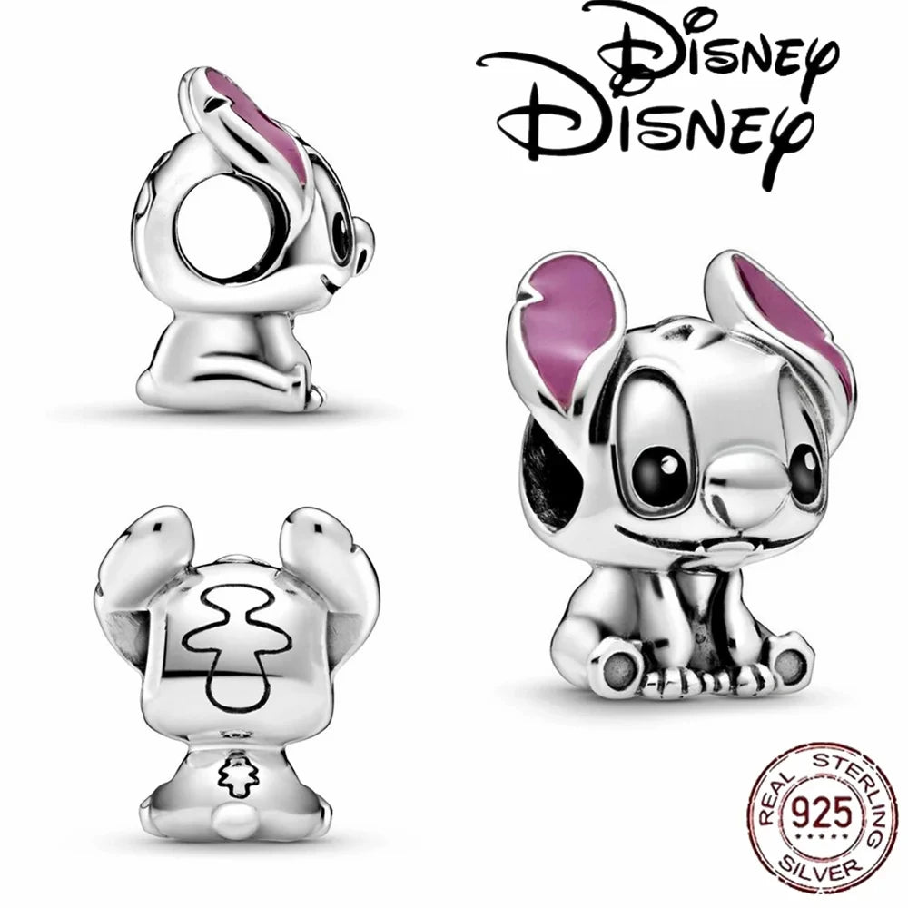 HEROCROSS Disney 925 Sterling Silver Charms | Mickey Mouse, Winnie the Pooh & Stitch Beads Fit Pandora Bracelet