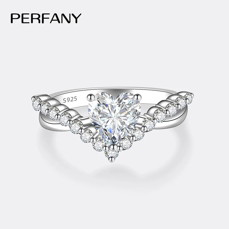 PERMANY 1CT Heart Cut Moissanite Ring for Women – S925 Sterling Silver Luxury Wedding Jewelry