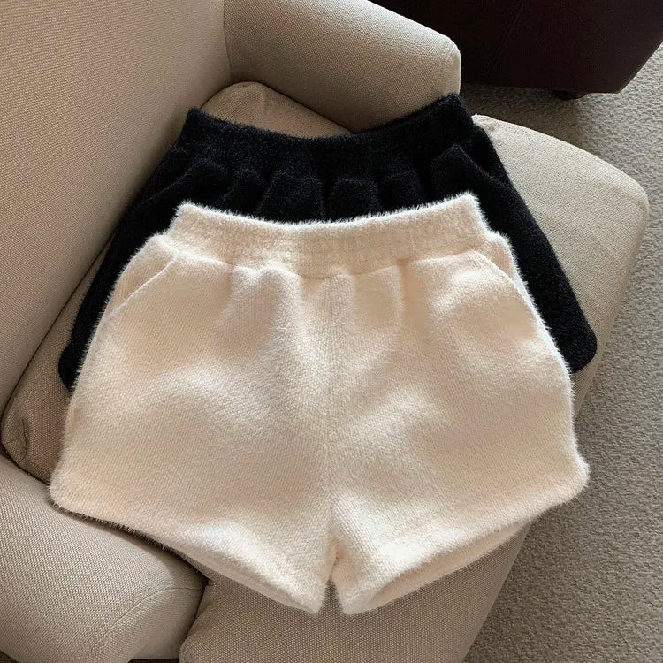 High Waist Wide Leg Pants for Women – Autumn Winter Korean Style Faux Mink Velvet Bootcut Casual Pants | Slimming Effect