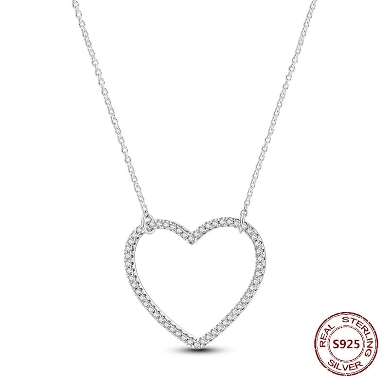 Heart to Heart Necklace 925 Sterling Silver Love Pendant Chain for Women – Wedding & Engagement Fine Jewelry