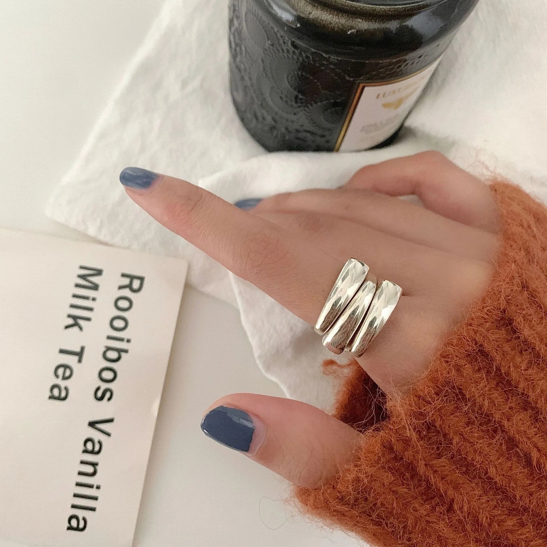 VENTFILLE 925 Sterling Silver Irregular Geometry Ring – Women’s Minimalist Jewelry Gift