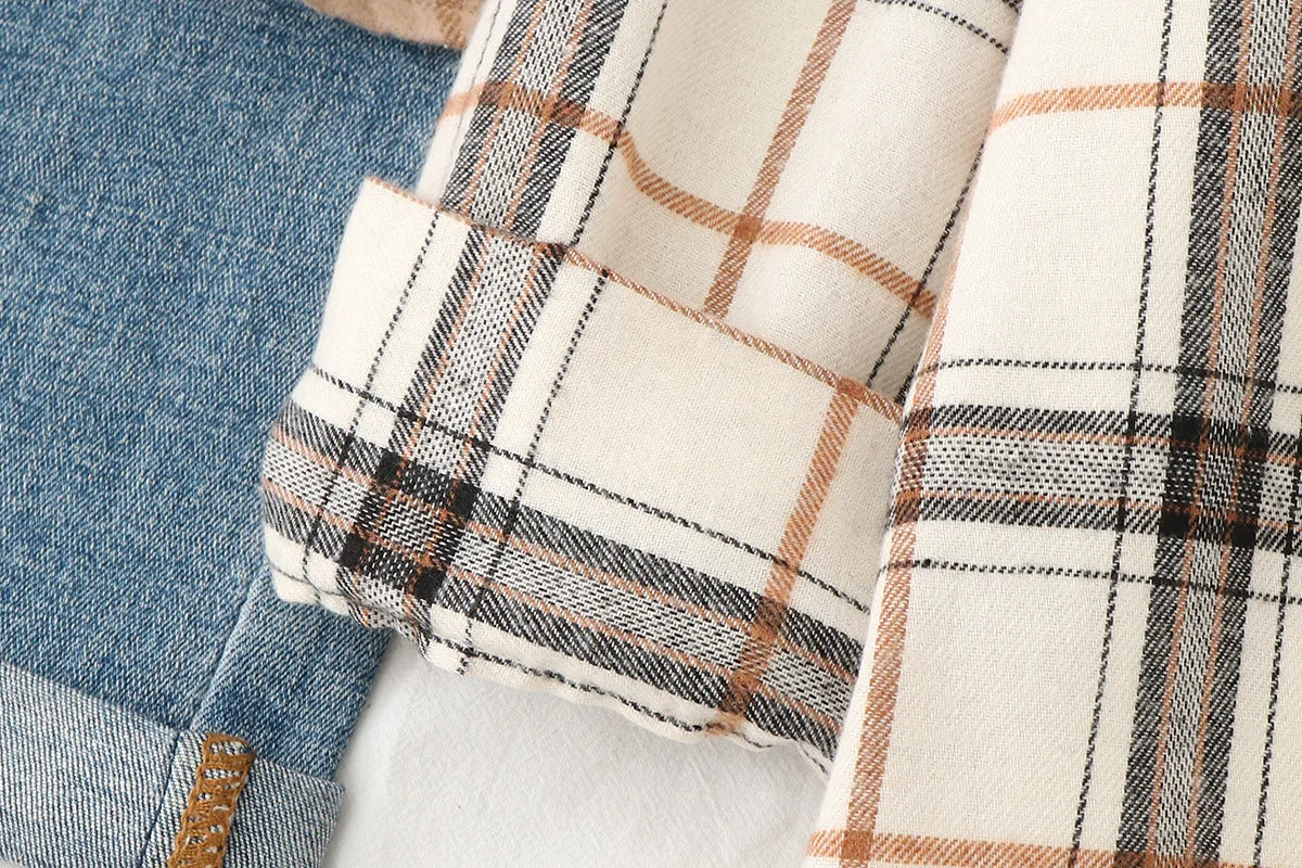 Women’s Plaid Shirt | Spring Autumn Long Sleeve Blouse | Casual Cotton Checkered Top