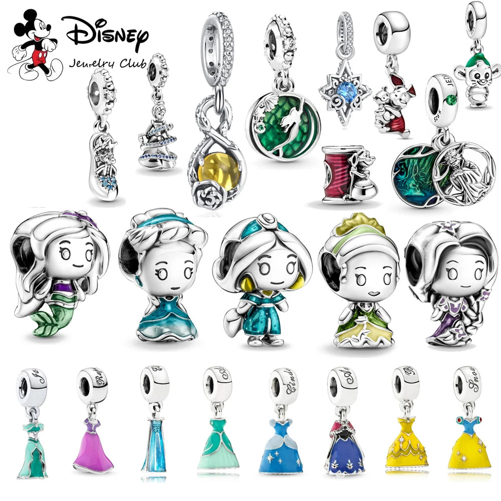 925 Sterling Silver Disney Mermaid & Elsa Princess Dress Charms | Fit Original Bracelet DIY Jewelry Gift for Women