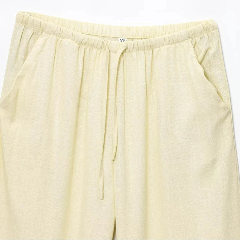 HXAO Women’s Baggy Wide Pants – Summer Linen Casual High Waist Pleated Trousers Black & White