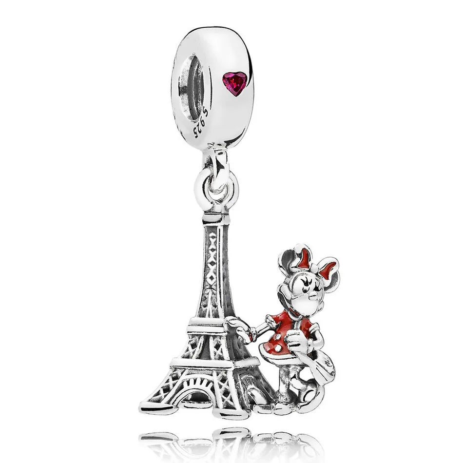 Fashionable 925 Silver Mouse & Eiffel Tower Charm – DIY Pendant for Original European Bracelets
