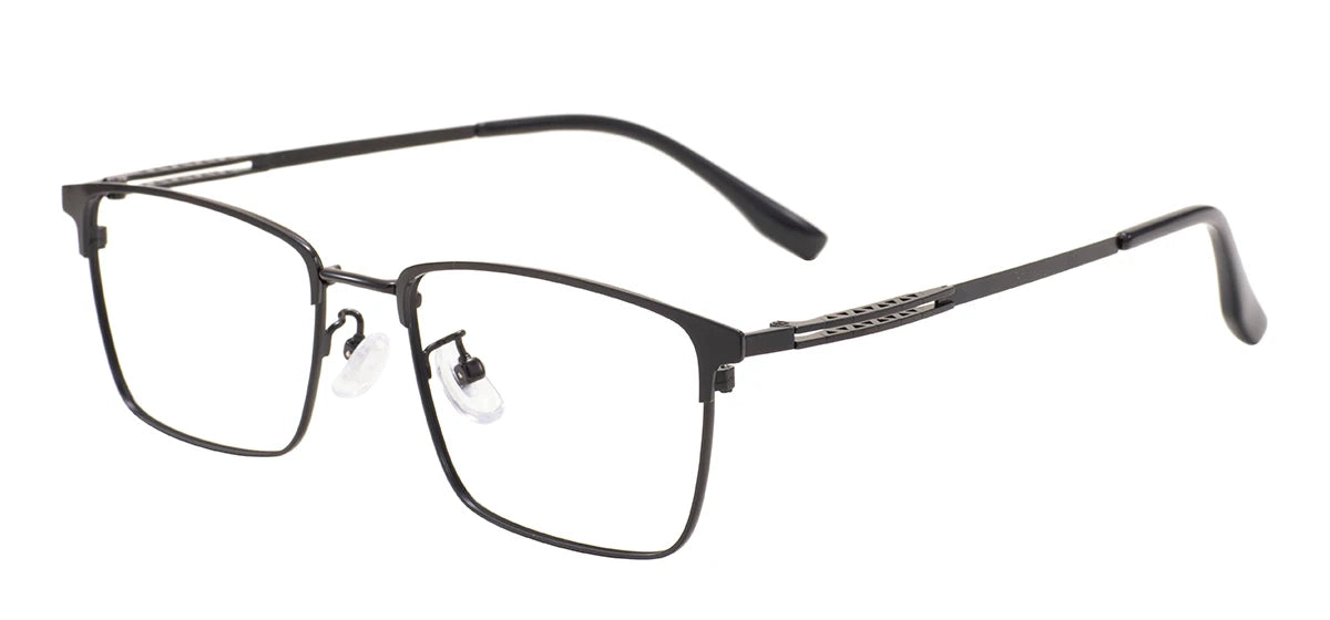Rectangular Metal Browline Glasses Frame – Comfortable Large Full Rim Business Eyewear for Men