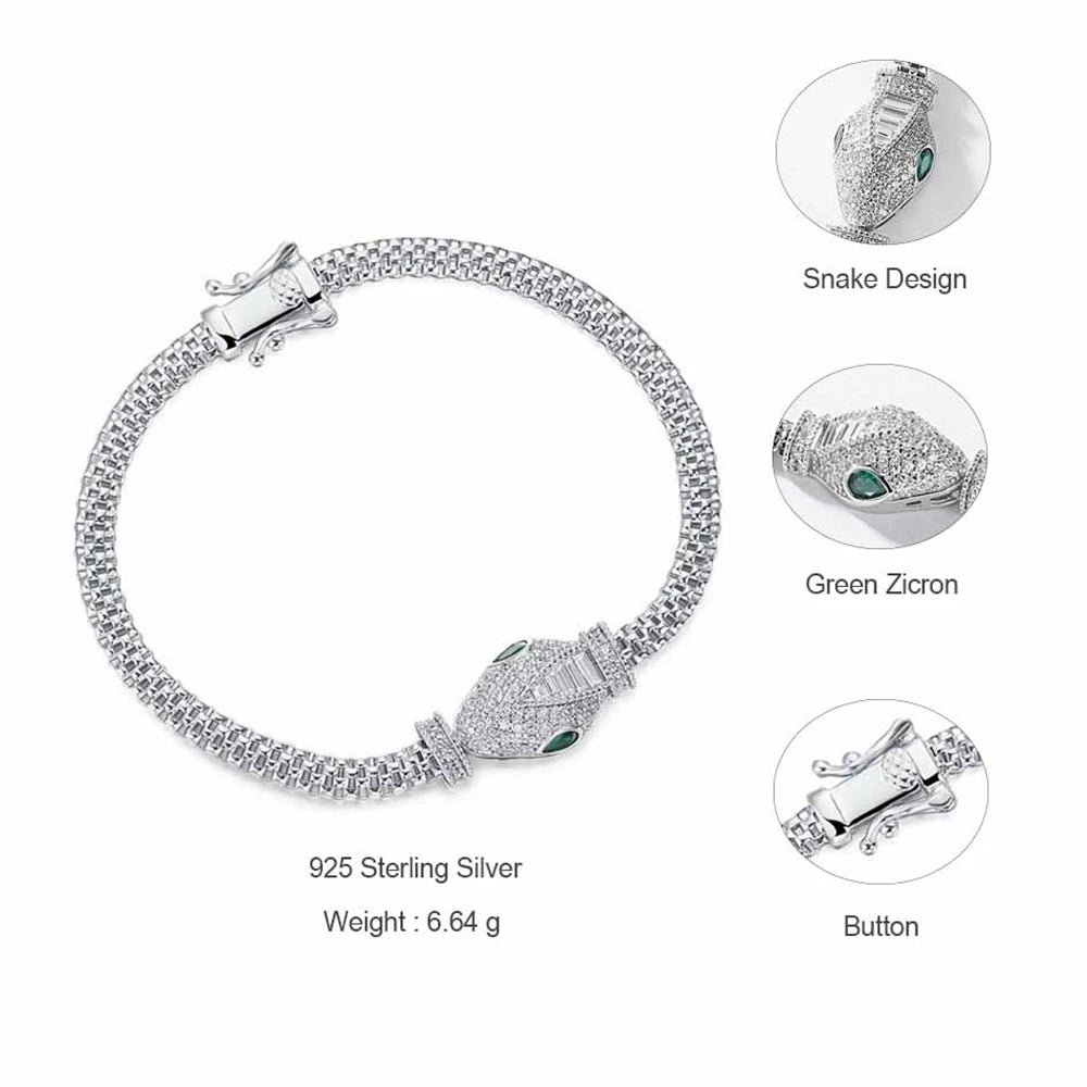 ALLNOEL 925 Sterling Silver Animal Hip Hop Bracelet | Women’s Shining Cubic Zirconia Fashion Jewelry Gift