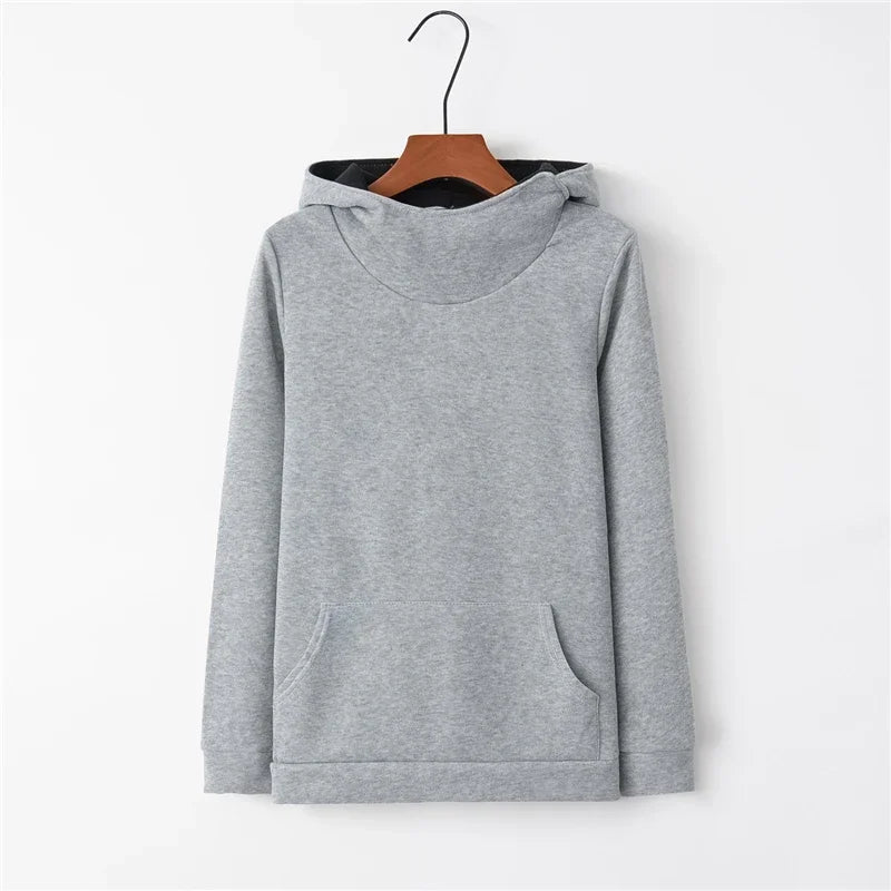 Women’s Spring Autumn Hoodie Tracksuit | Solid Color Long Sleeve Pullover | Casual Warm Hooded Sweatshirt