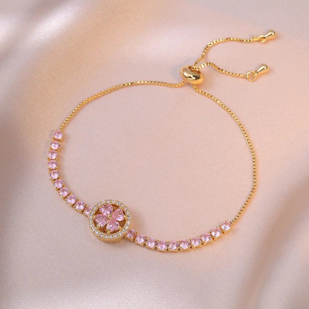 Multicolor Heart Charm Bracelet 💖 Titanium Steel Rhinestone Jewelry