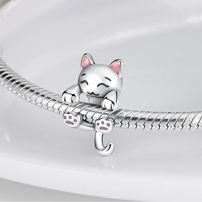 Cute Pet Kitten Puppy Sheep Charms | Fit 925 Original Pandora Bracelets | Colorful Zircon Beads DIY Jewelry Gift