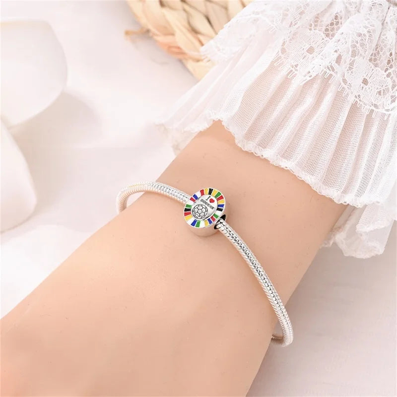 925 Sterling Silver Soccer Trophy Jersey Charm Beads – Fits 3mm Bracelets DIY Jewelry