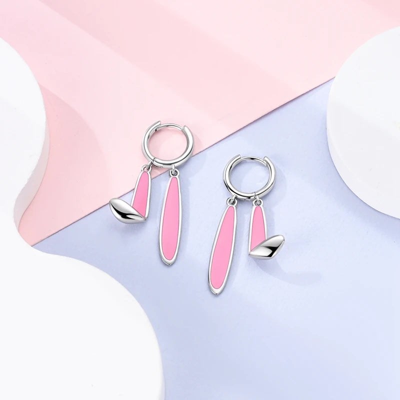 925 Sterling Silver Perfume & Fold-Eared Rabbit Hoop Earrings | Pave CZ Elegant Jewelry Gift for Women & Friends