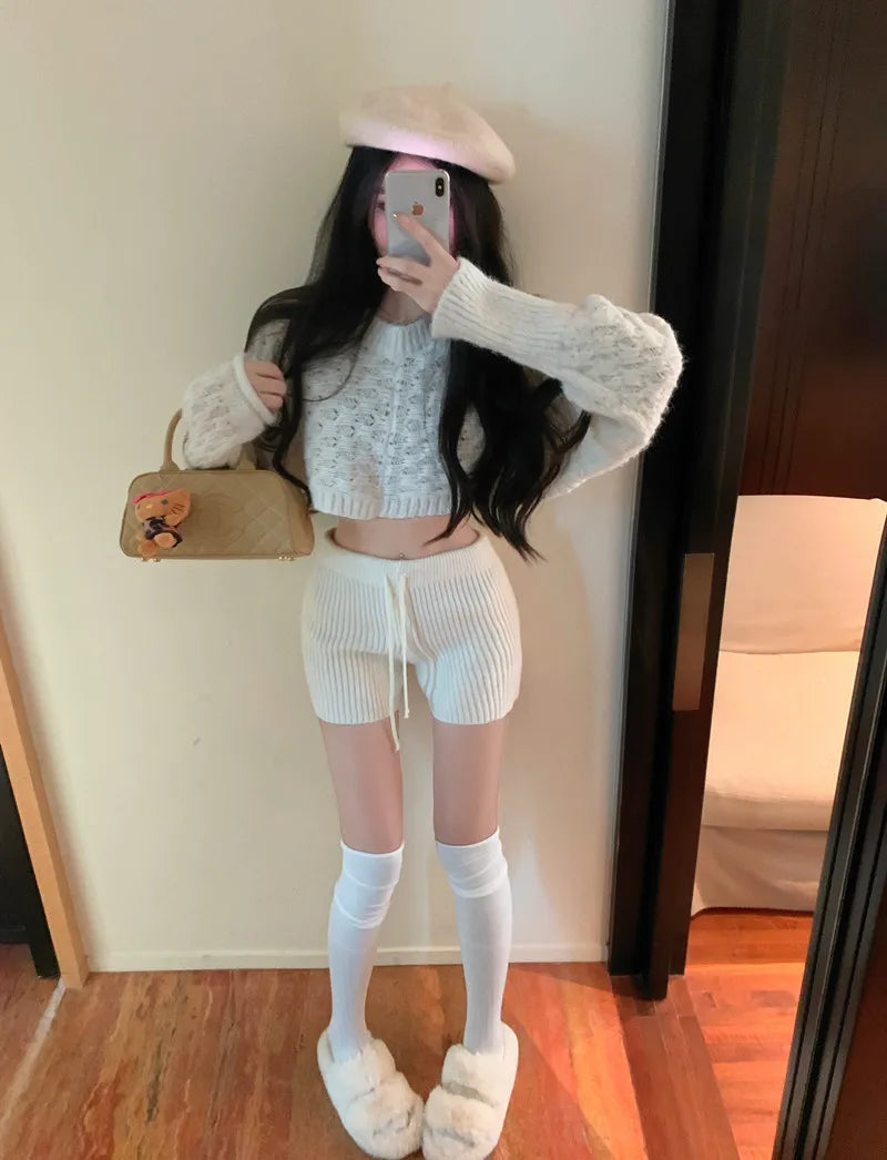 High Waist Knitted Wool Wide-Leg Pants for Women – Autumn Casual Straight Bootcut Trousers