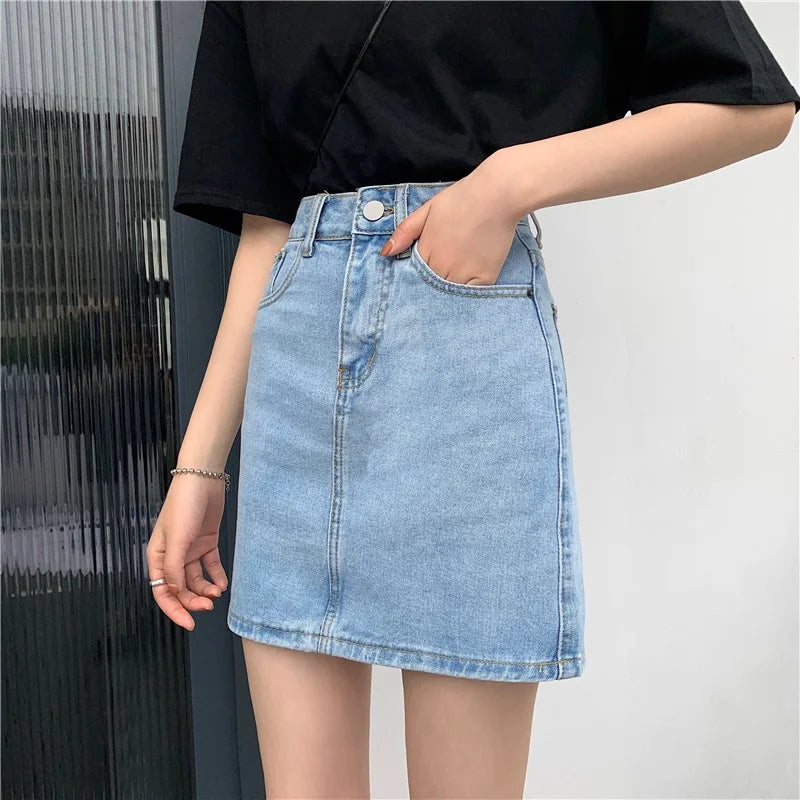 Women’s High Waist A-Line Denim Skirt | Slimming Bodycon Short Skirt Korean Style 2025