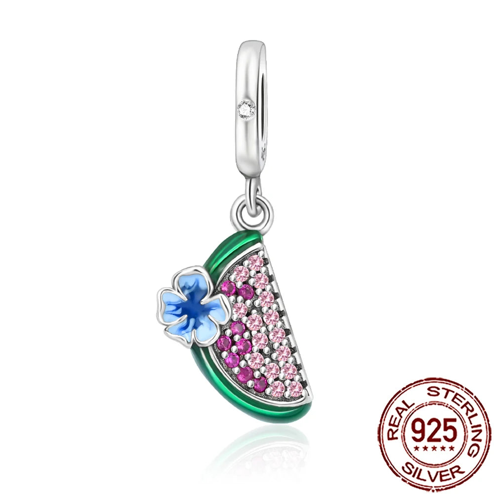 2025 New 925 Sterling Silver Coffee, Cake, Fruit & Burger Charms | Fit Pandora Bracelet & Necklace DIY Jewelry