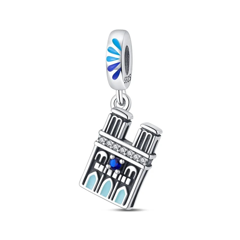 925 Sterling Silver Travel & Luggage Attractions Zircon Charm Beads | Fit Pandora Bracelet