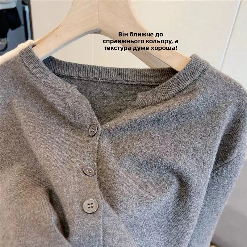 Soft Woolen Knitted Cardigan for Women – Loose Fit V-Neck Korean Style Sweater Jacket, Spring 2024 Outerwear