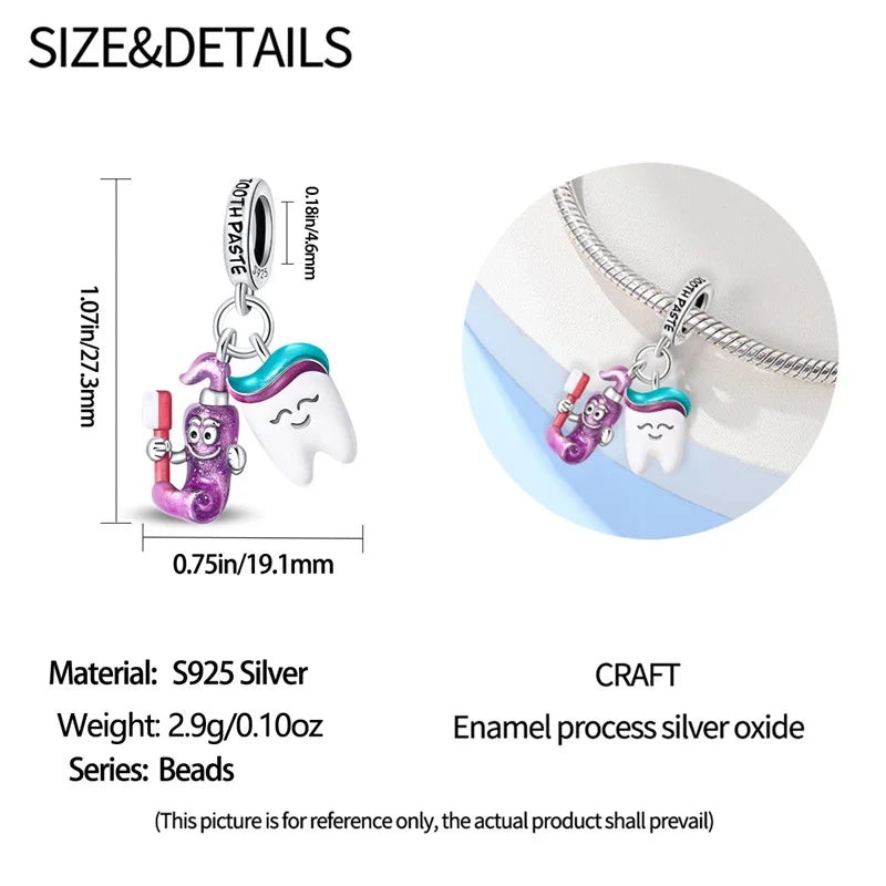 Doctor Nurse 925 Sterling Silver Charms Beads | Original Trendy Medical Pendant for DIY Bracelet Jewelry