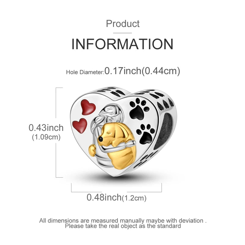 925 Sterling Silver Dog & Cat Animal Series Charms | Pet Beads for Original Bracelet & Necklace DIY Jewelry for Women