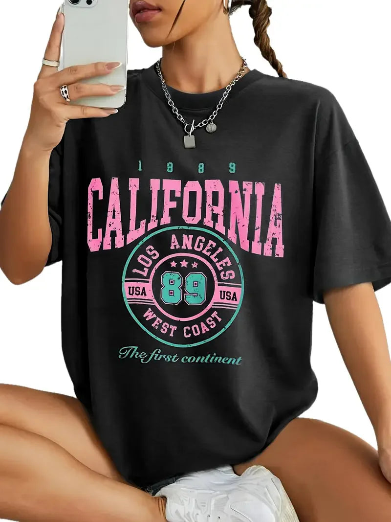 100% Cotton California Los Angeles Women’s T-Shirt | Artistic Print Casual Summer Tee