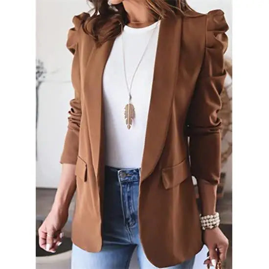 ✨ Women’s Slim Fit Lapel Suit Jacket 👚 Mid-Length Office & Casual Coat 🍁 Elegant Commute Style Blazer