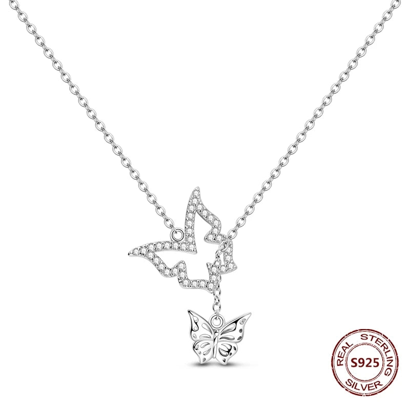 Heart to Heart Necklace 925 Sterling Silver Love Pendant Chain for Women – Wedding & Engagement Fine Jewelry