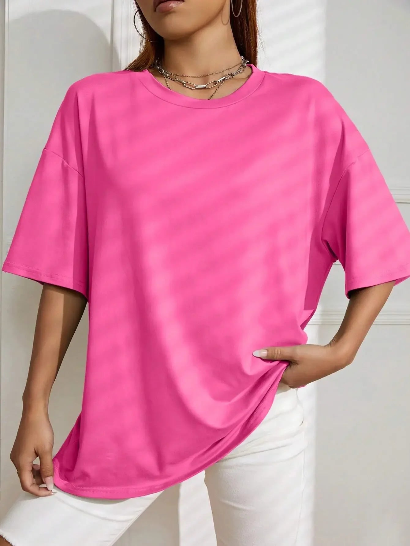 Solid Color Short Sleeve Women’s Fitness T-Shirt – Soft Cotton Breathable Loose Tee | Comfortable Basic Top