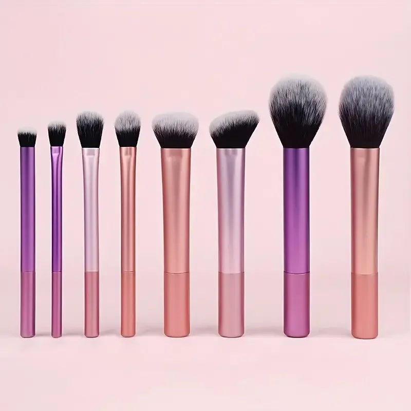 8pcs Makeup Brush Kit – Soft Synthetic Hair Foundation Blush Eyeshadow Cosmetic Makeup Tools