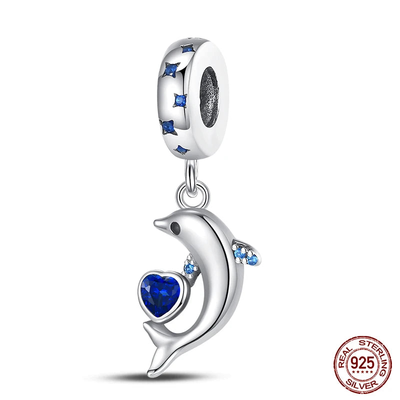 Blue Ocean Series 925 Sterling Silver Turtle Crab Mermaid Charms for 3mm Bracelet