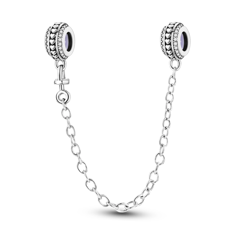 925 Sterling Silver Star Moon Safety Chain Charm | Pandora Fit Jewelry