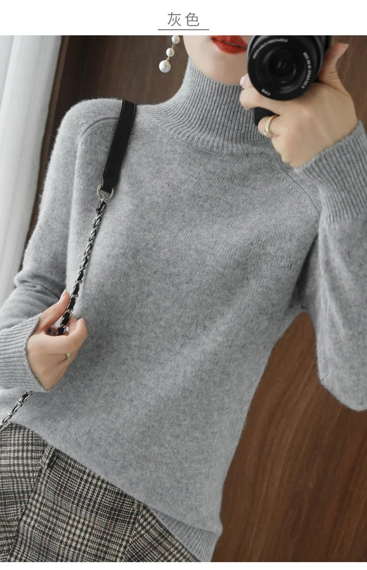2025 Casual Autumn Winter Women Turtleneck Sweater – Thick Warm Long Sleeve Korean Knit Pullover