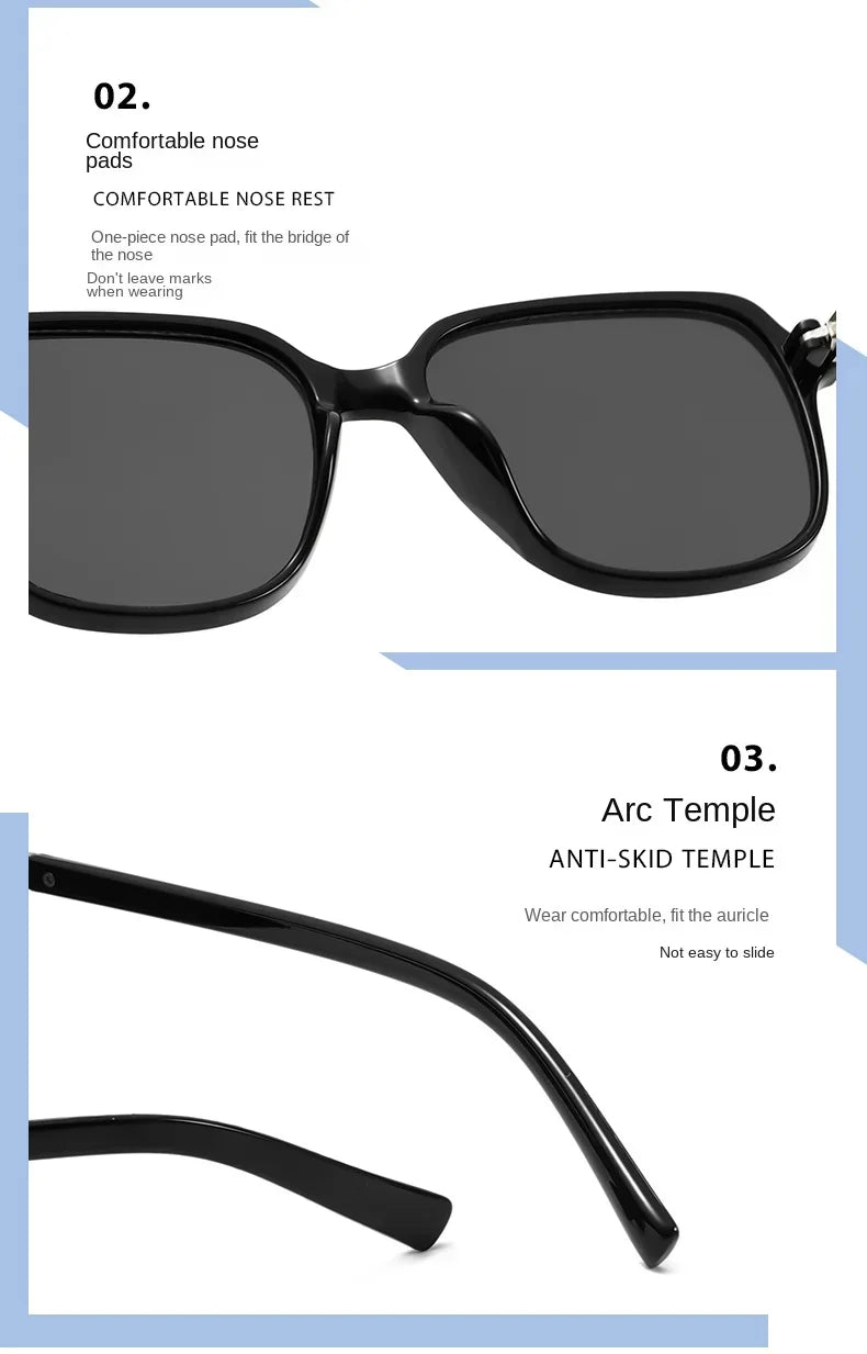 NEW Brand Sunglasses – Women’s Square Classic Large Frame & Men’s Rectangular Retro Sun Glasses | Letter Design UV400