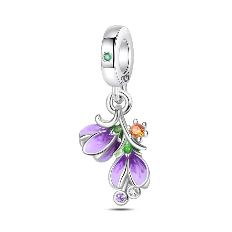 2025 925 Silver Daisy Tulip Pansy Flower Charms Bead | Fit 3mm Original Bracelets DIY Jewelry Gift