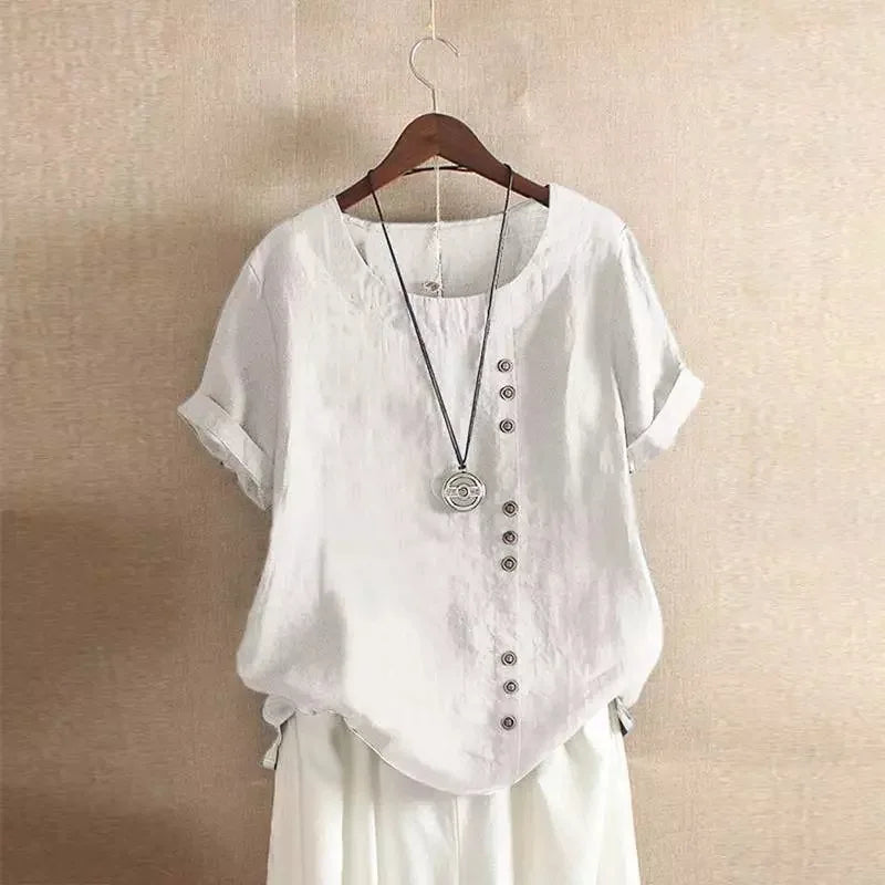 Women Cotton Linen Streetwear Summer Y2K Tops – Vintage Casual Elegant T-Shirt Loose Fashion Tee 👕✨