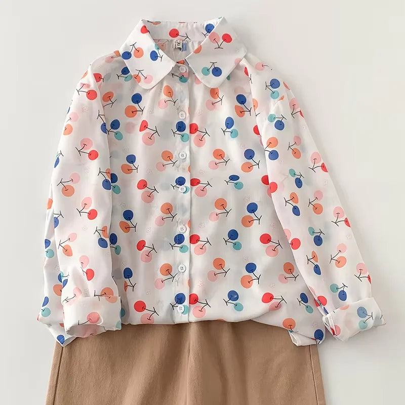 THHONE Spring Elegant Women’s Blouse 2025 | Single-Breasted Loose Print Vintage Shirt | Casual Women’s Top