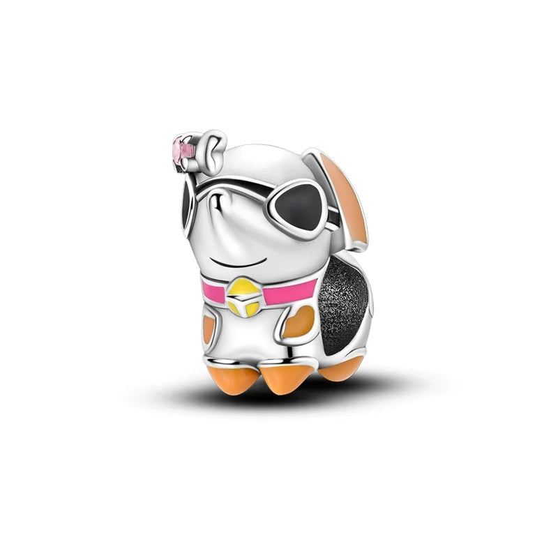 Cute Pet Kitten Puppy Sheep Charms | Fit 925 Original Pandora Bracelets | Colorful Zircon Beads DIY Jewelry Gift