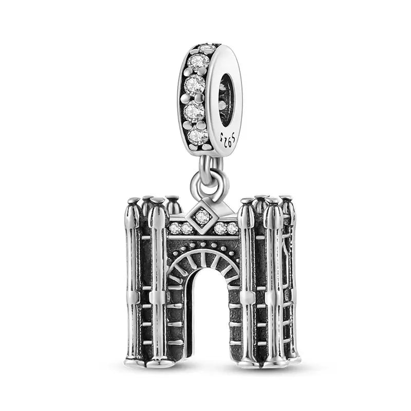 925 Sterling Silver Travel & Luggage Attractions Zircon Charm Beads | Fit Pandora Bracelet