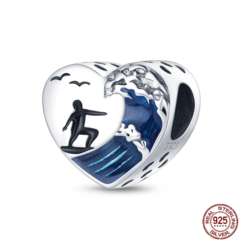 Blue Ocean Series 925 Sterling Silver Turtle Crab Mermaid Charms for 3mm Bracelet