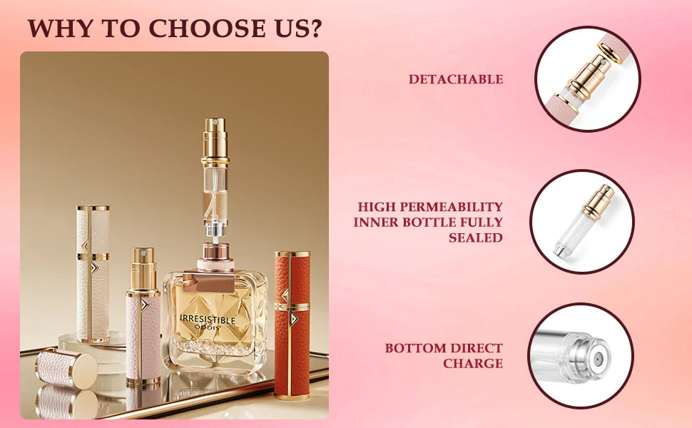 Louischanzl 5ML Leather Perfume Bottle – Refillable Portable Travel Mini Spray Atomizer | Empty Cosmetic Container