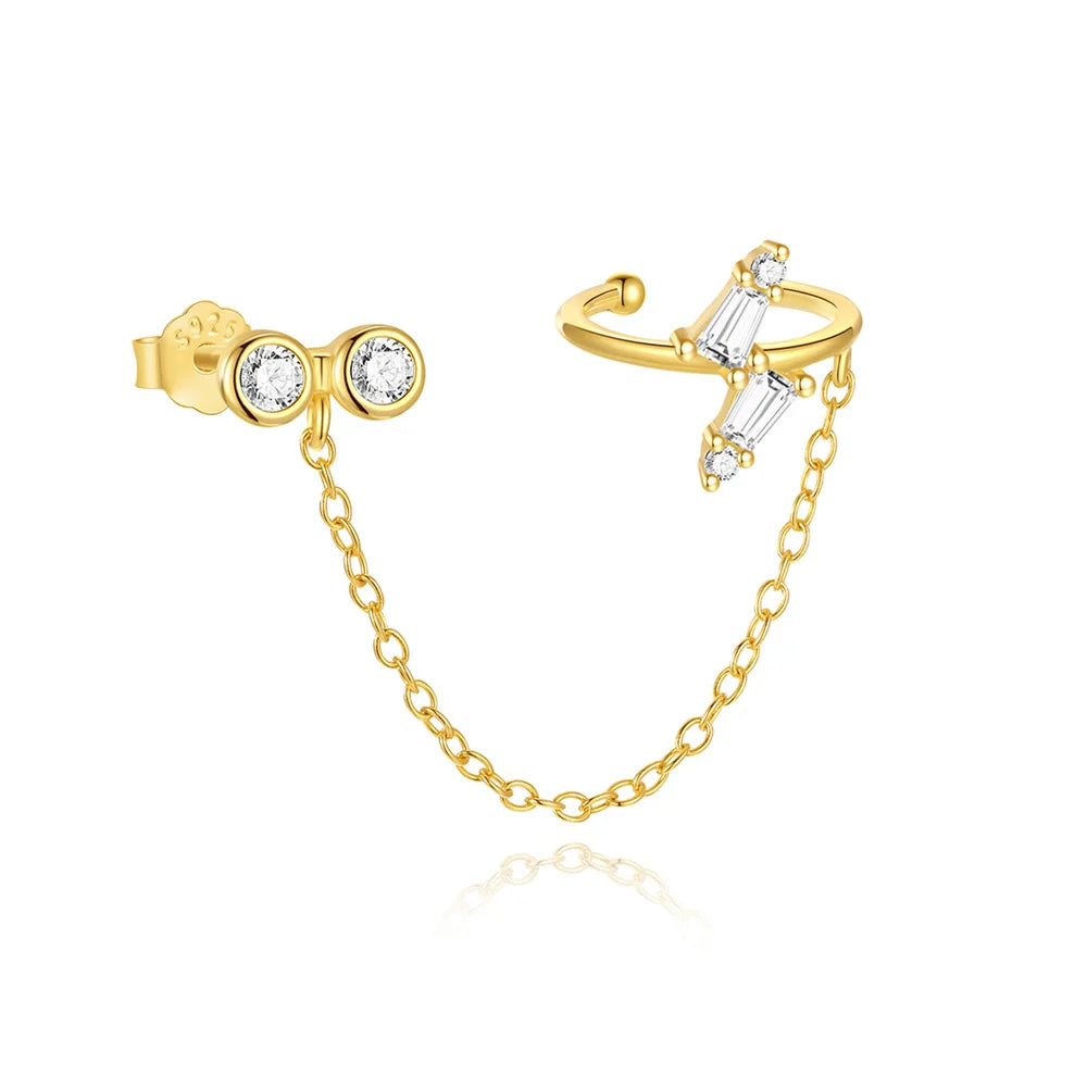 CANNER 925 Sterling Silver Horse Eye Tassel Zircon Drop Earrings – Minimalist Geometric Jewelry for Women