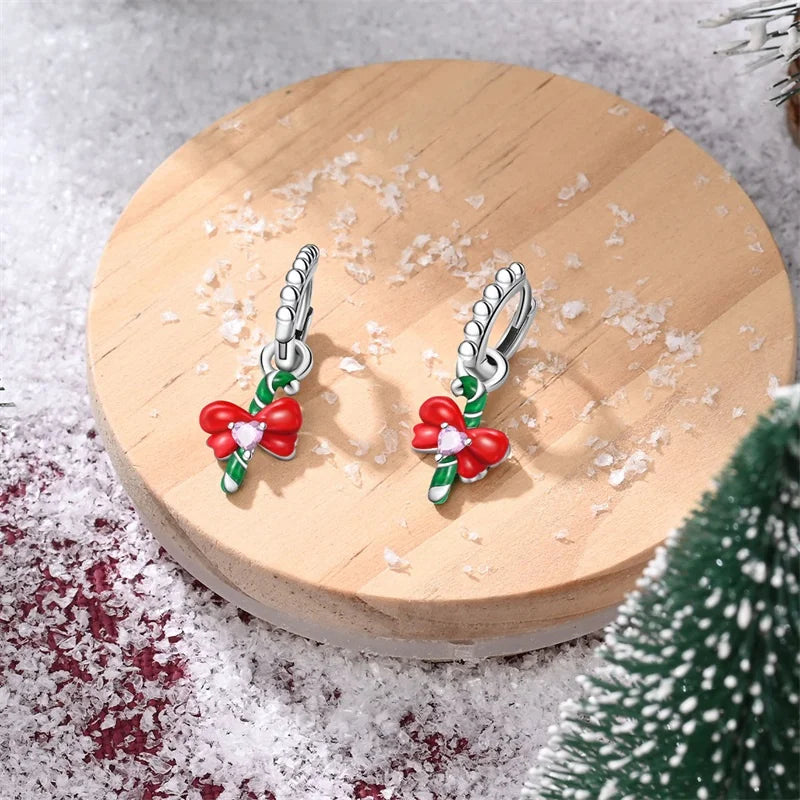 S925 Silver 🎄 Christmas Bell & Flower Earrings 💎 Holiday Gift for Women