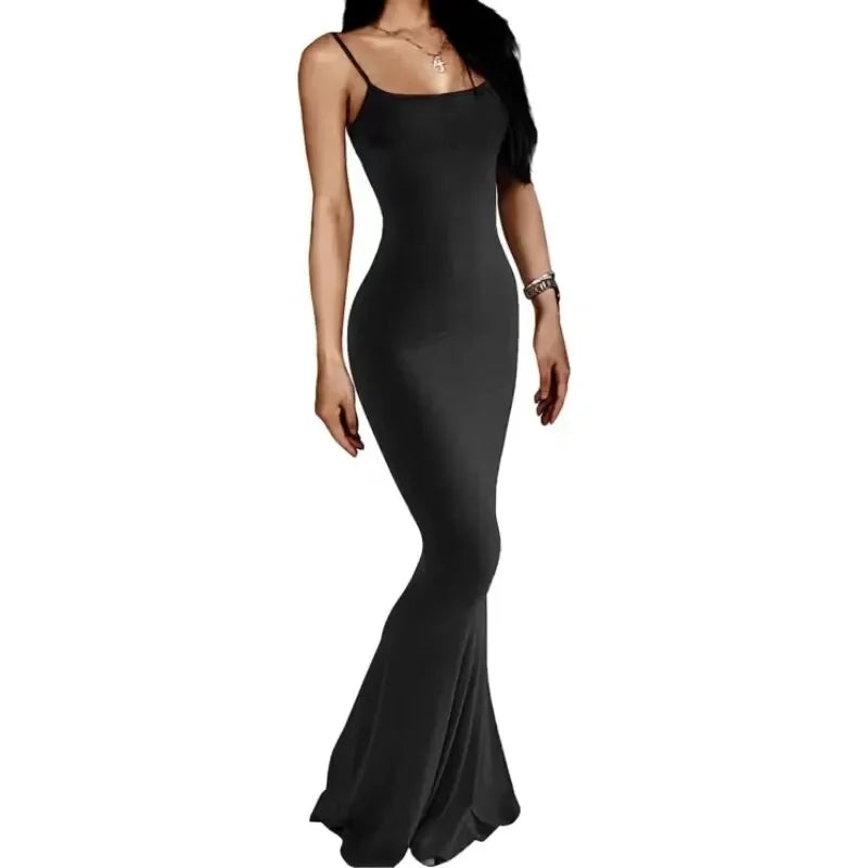 Summer New High Elastic Tight Fishtail Dress – Sleeveless Sexy Long Suspender Casual Butt-Lift Skirt for Women