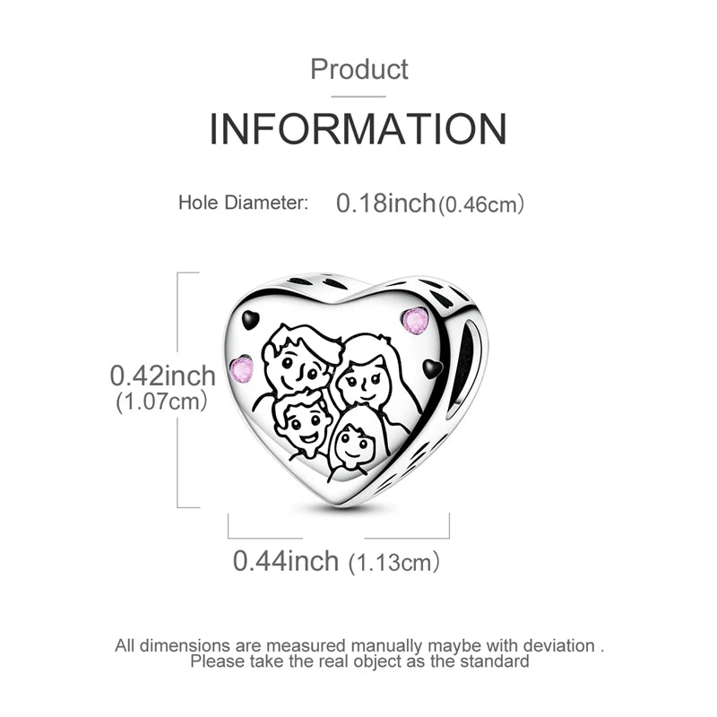 925 Sterling Silver Love Heart Zircon Pendant | Sparkling Beads Fit Original Bracelet & Necklace DIY Jewelry Gift for Women